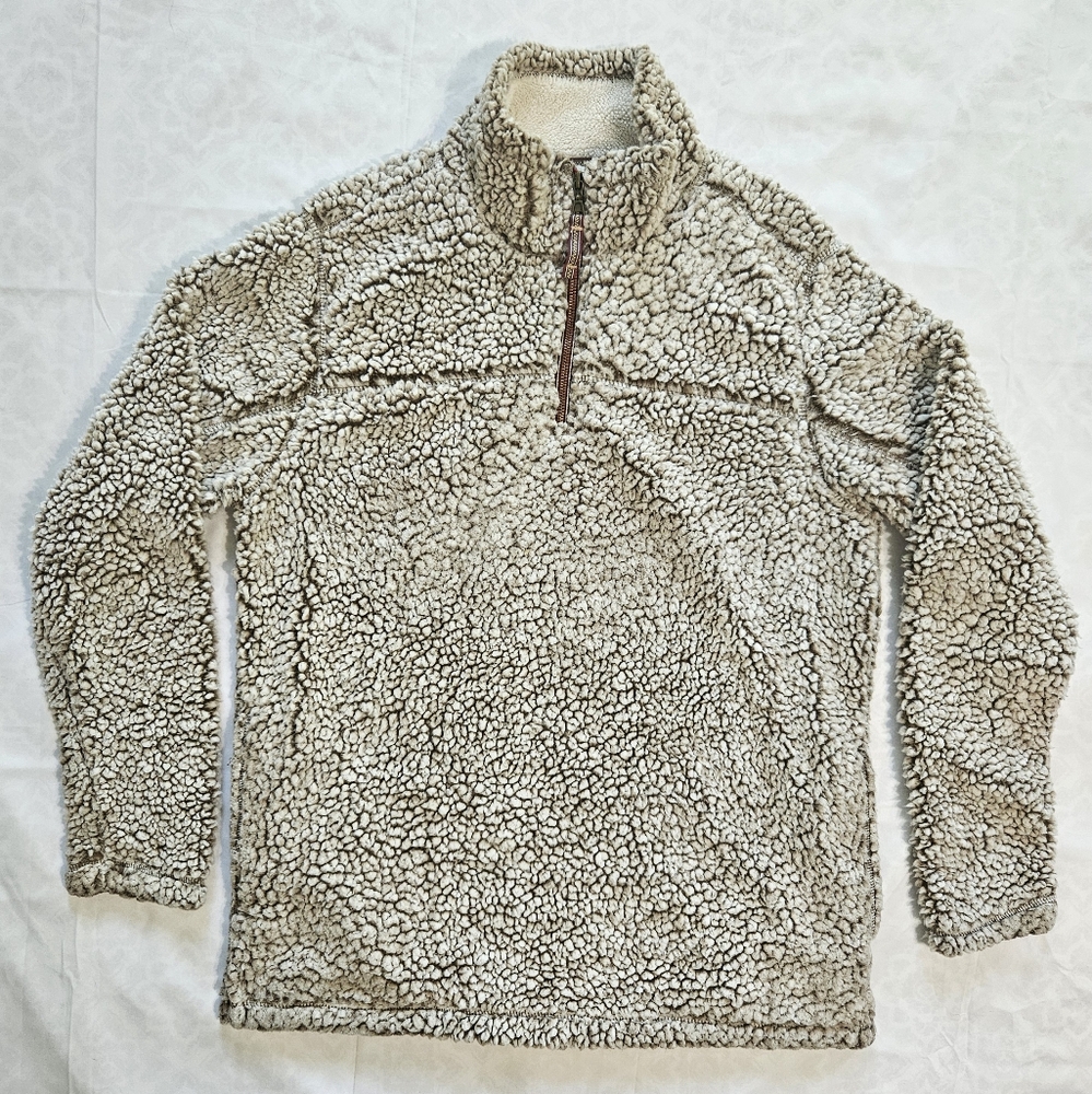 Grizzly Sherpa Womens M Brown Quarter Zip Pullover Jacket Pockets Fleece Soft